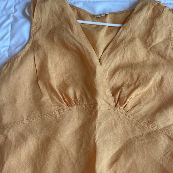 J JILL Sleeveless Top in Saffron 100% LINEN Size 14 - Picture 4 of 10